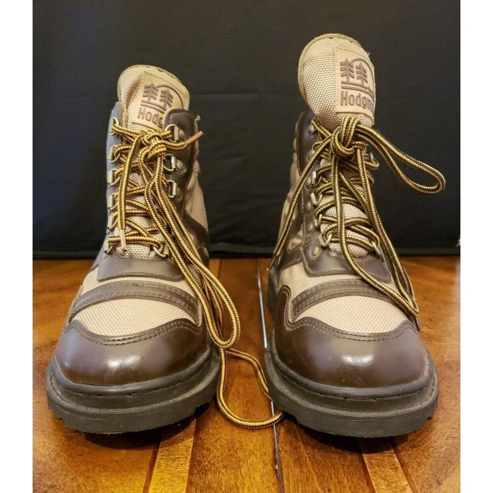 Men's Used Hodgman Light and Dark Brown Wading Fishing Boots with Laces, Size 7